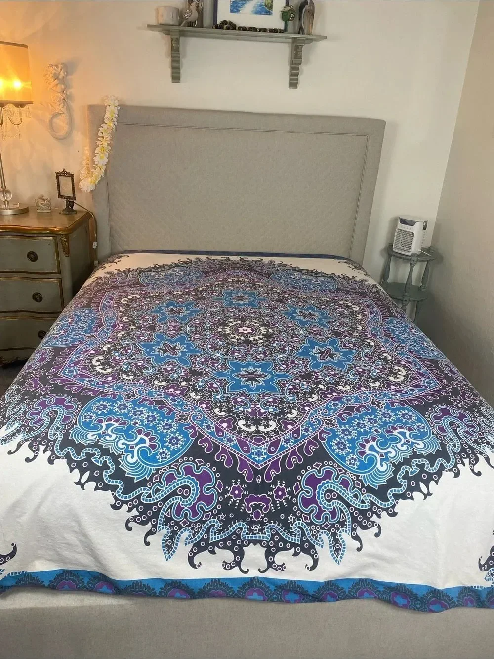 Bohemian Medallion Quilt Cover - Multicolor (Blue, Purple)